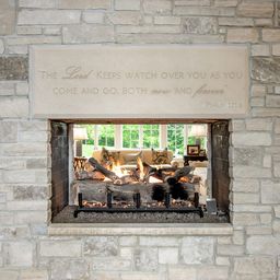 Squires lane entry with fireplace.